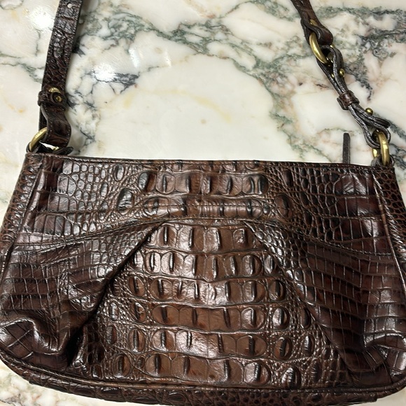 Vintage Brahmin Brown Leather Croc Small Shoulder Purse - Picture 3 of 8